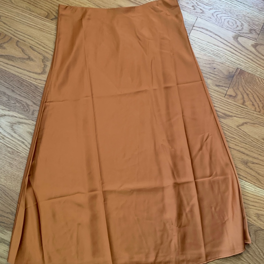 J. Crew Women's Gwyneth Midi Skirt in rust brown color